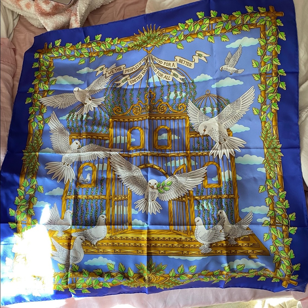 HERMES Scarf United Nations 50th Anniversary RARE